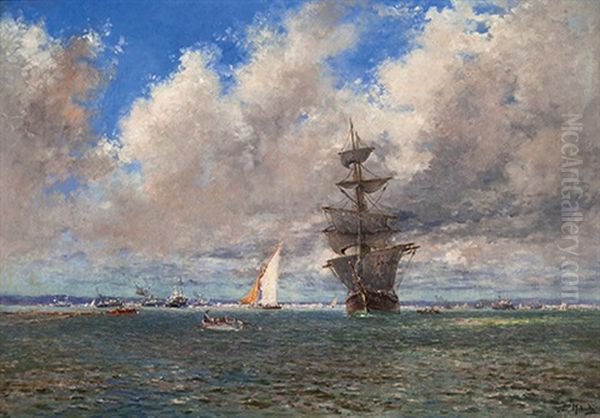 Bateaux Au Large Oil Painting by Francois Nardi