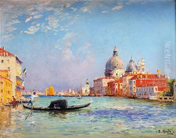 Gondoles A Venise Oil Painting by Francois Nardi