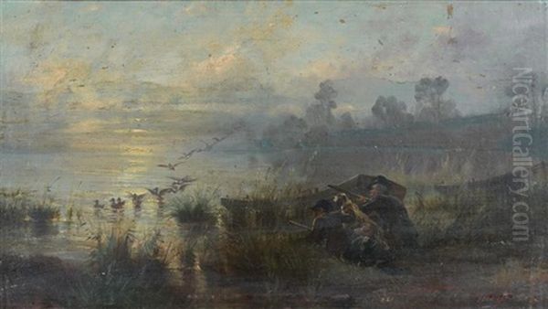 La Chasse Aux Canards Oil Painting by Ernest Etienne Narjot