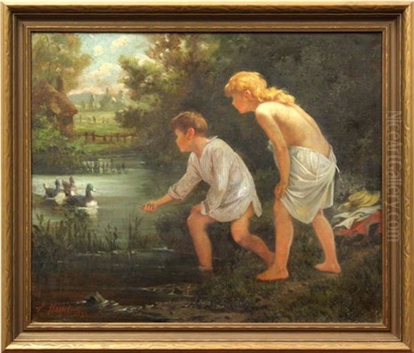 Daphnis And Chloe Oil Painting by Ernest Etienne Narjot