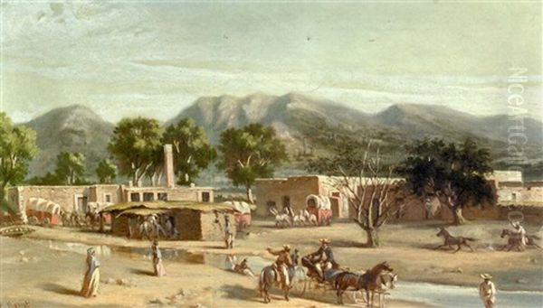 Daily Life In Old Sonora Oil Painting by Ernest Etienne Narjot