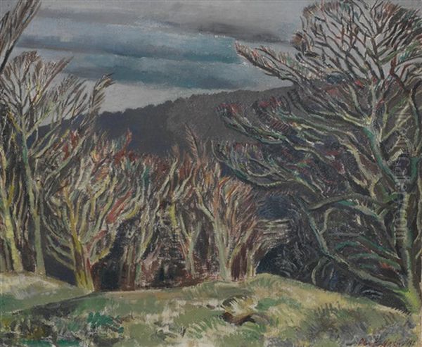 Edge Of The Wood (march Woods, Whiteleaf) Oil Painting by Paul Nash