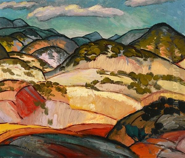 Santa Fe Landscape Oil Painting by Willard Ayer Nash