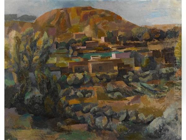 View Of Santa Fe (landscape) Oil Painting by Willard Ayer Nash