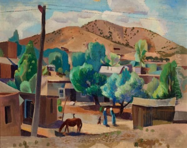 Santa Fe Vista Oil Painting by Willard Ayer Nash