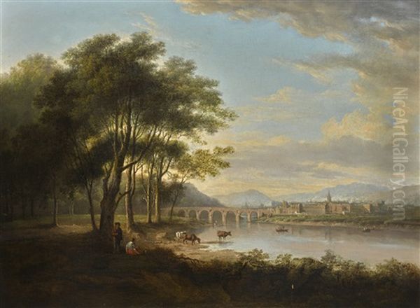 Perth From Scone Park Oil Painting by Alexander Nasmyth