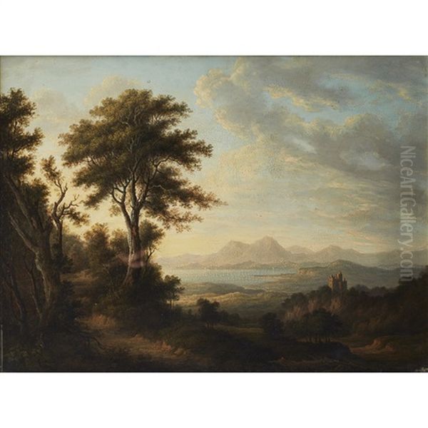 View Of A Highland Loch With A Castle Oil Painting by Alexander Nasmyth