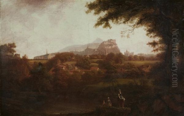 City Of Edinburgh From The West, Looking Over Dean Village Oil Painting by Alexander Nasmyth