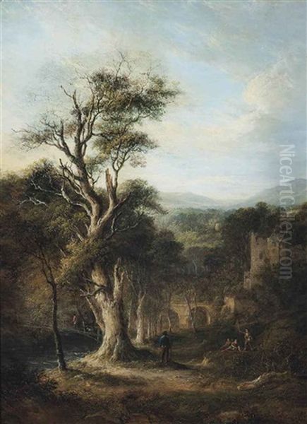 The Old Oak Of Aberdour, Fife Oil Painting by Alexander Nasmyth