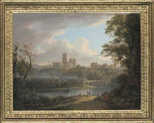 View Of Durham From The North-east With The Cathedral, Castle And River Wear Oil Painting by Alexander Nasmyth