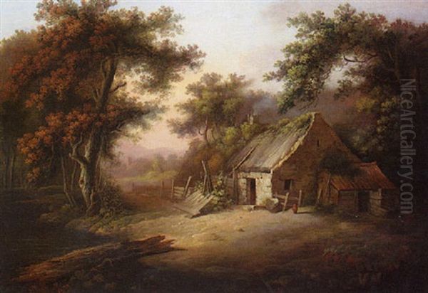 A Cottage In A Wood Oil Painting by Alexander Nasmyth