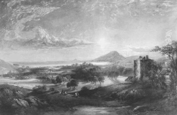 Craigmillar Castle With Liberton Church Oil Painting by Alexander Nasmyth