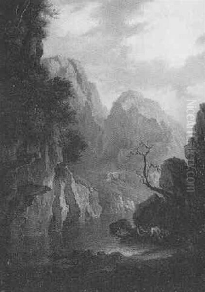 The Source Of The Teith At Loch Katrine Oil Painting by Alexander Nasmyth