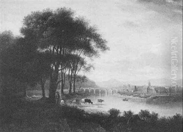 A View Of Perth From The Banks Of The Tay At Scone Oil Painting by Alexander Nasmyth