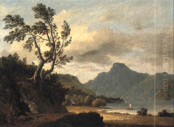 Landscape With View Of Loch Lomond Oil Painting by Alexander Nasmyth