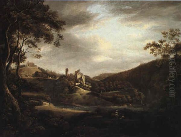 Roslin Castle With Roslin Chapel Oil Painting by Alexander Nasmyth