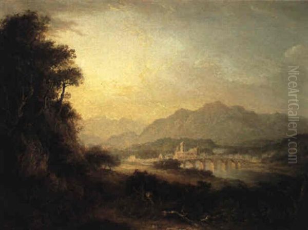 Landscape With View Of Dunkeld On The River Tay Oil Painting by Alexander Nasmyth