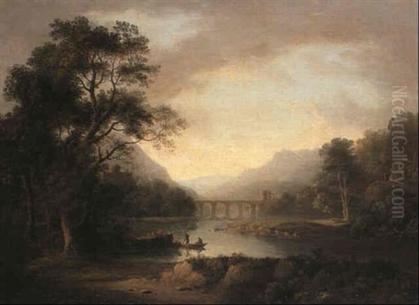 A Bridge Over A River Oil Painting by Alexander Nasmyth