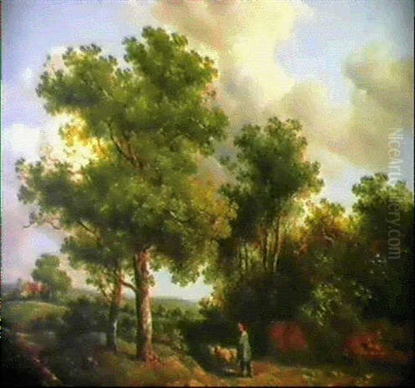 Schafer In Einer Bewaldeten Landschaft Oil Painting by Alexander Nasmyth