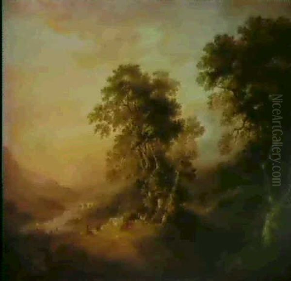 Near Inver Sutherlandshire Oil Painting by Alexander Nasmyth