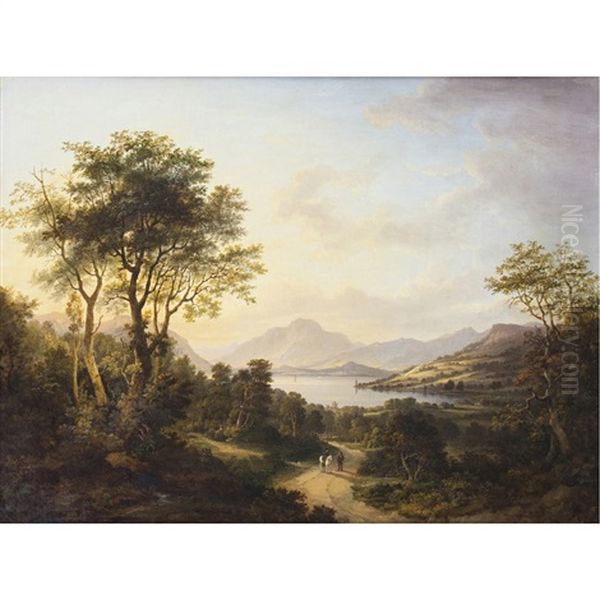 A Highland Loch At Sunset Oil Painting by Jane Nasmyth