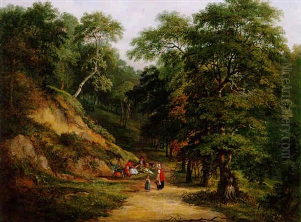 A Woodland Camp Oil Painting by Jane Nasmyth