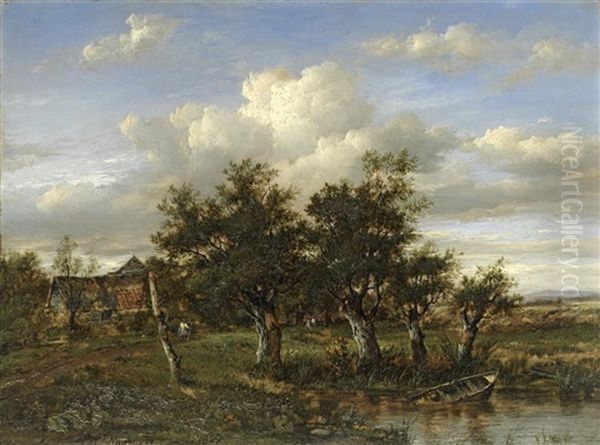 An Old Farmstead, Near St Albans Oil Painting by Patrick Nasmyth