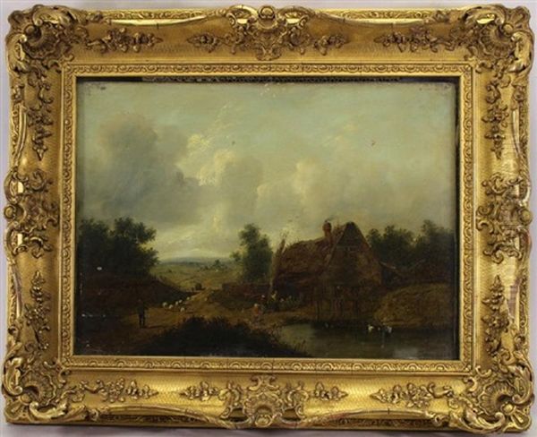 Landscape Painting With A Village Oil Painting by Patrick Nasmyth