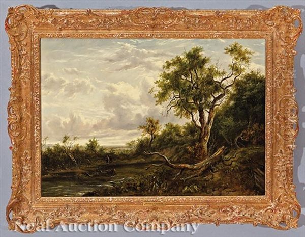 Landscape With Figures Along The Creek Oil Painting by Patrick Nasmyth