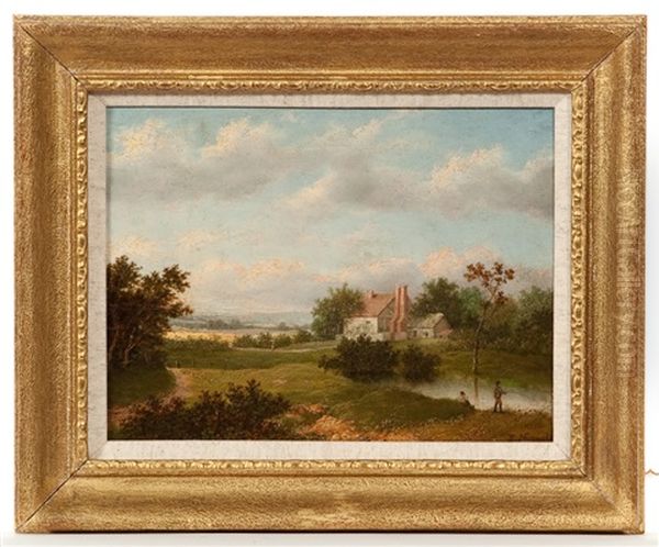 Angling In The English Countryside Oil Painting by Patrick Nasmyth