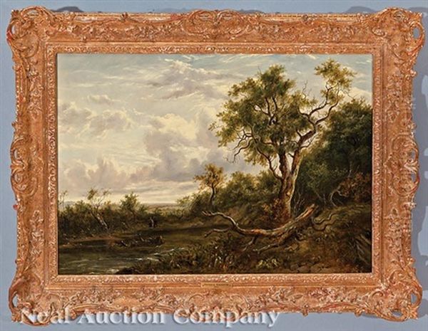 Landscape With Figures Along The Creek Oil Painting by Patrick Nasmyth