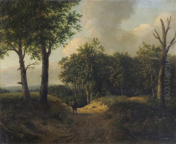 A Traveller On A Woodland Path Oil Painting by Patrick Nasmyth