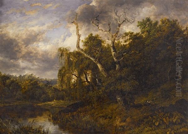 A River Landscape With A Hunter And His Dog by Patrick Nasmyth