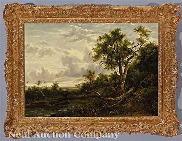 Landscape With Figures Along The Creek Oil Painting by Patrick Nasmyth