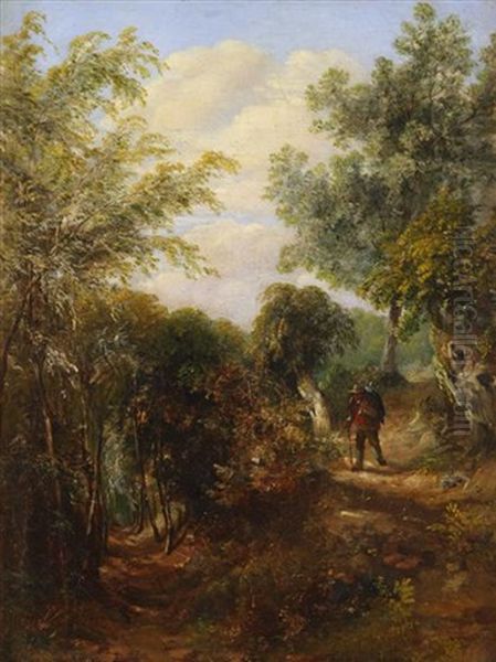 Traveler In A Woodland Landscape Oil Painting by Patrick Nasmyth