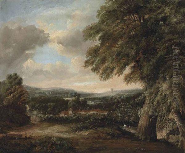 An Extensive Landscape, With Kew Pagoda And Gardens Beyond Oil Painting by Patrick Nasmyth