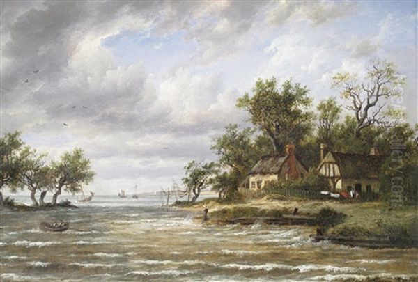 Cottages By The Sea Oil Painting by Patrick Nasmyth