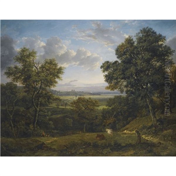 View Of Greenwich (from Charlton Wood, Near Woolwich) Oil Painting by Patrick Nasmyth