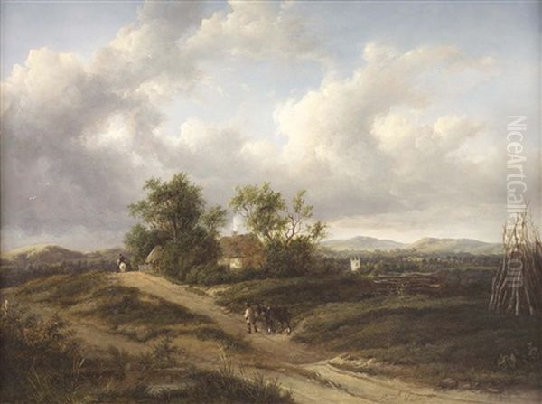 Man With Horse On A Country Road Oil Painting by Patrick Nasmyth