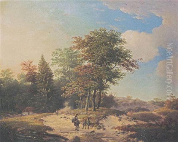 Figures In A Summer Landscape Oil Painting by Patrick Nasmyth