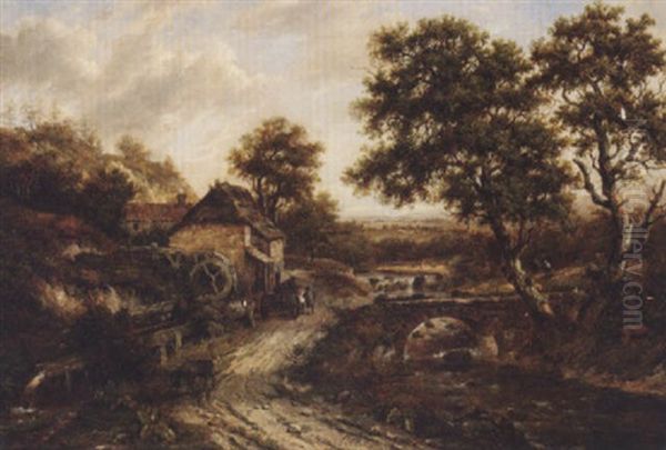 Overshot Flint Mill Oil Painting by Patrick Nasmyth