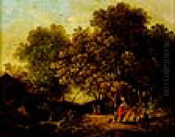 Waldlandschaft Mit Lagernden Zigeunern Oil Painting by Patrick Nasmyth