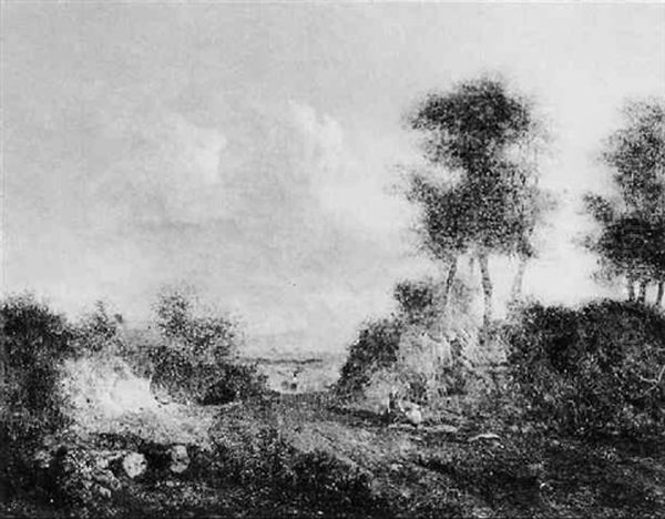 Wooded Landscape With Figures In The Foreground Oil Painting by Patrick Nasmyth