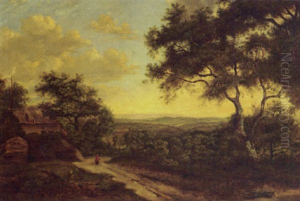 Woody Landscape With Peasant Woman Oil Painting by Patrick Nasmyth