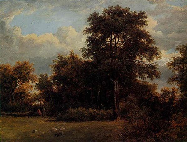 Landscape With Figures Resting Oil Painting by Patrick Nasmyth