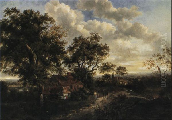 The Cottage On The Roadside Oil Painting by Patrick Nasmyth