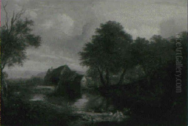 A Duck Pond Oil Painting by Patrick Nasmyth