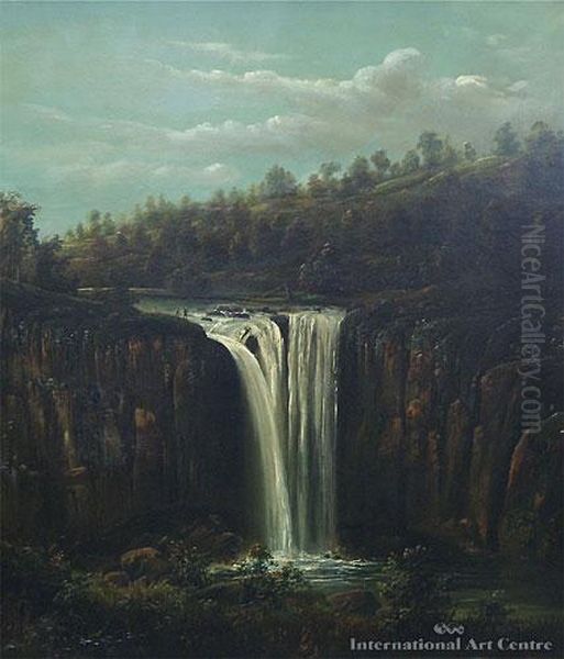 Waterfall Oil Painting by William Binzer