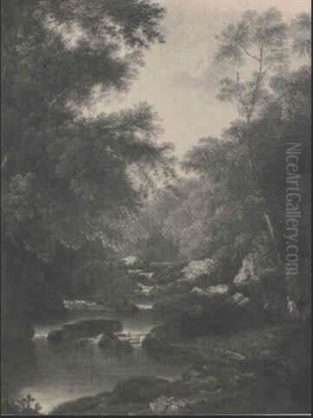 Promeneurs Pres De La Cascade Oil Painting by Patrick Nasmyth