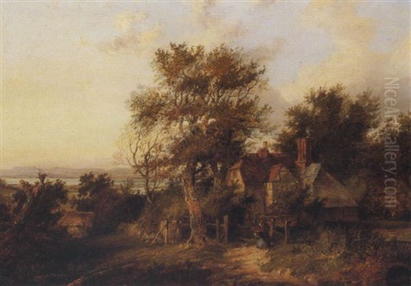 Landscape With A Cottage By An Estuary Oil Painting by Patrick Nasmyth